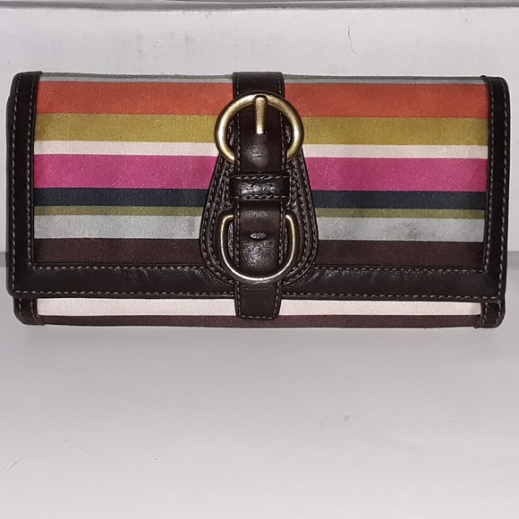 Coach Handbags - Coach Striped Legacy Trifold Wallet - HTF - GUC